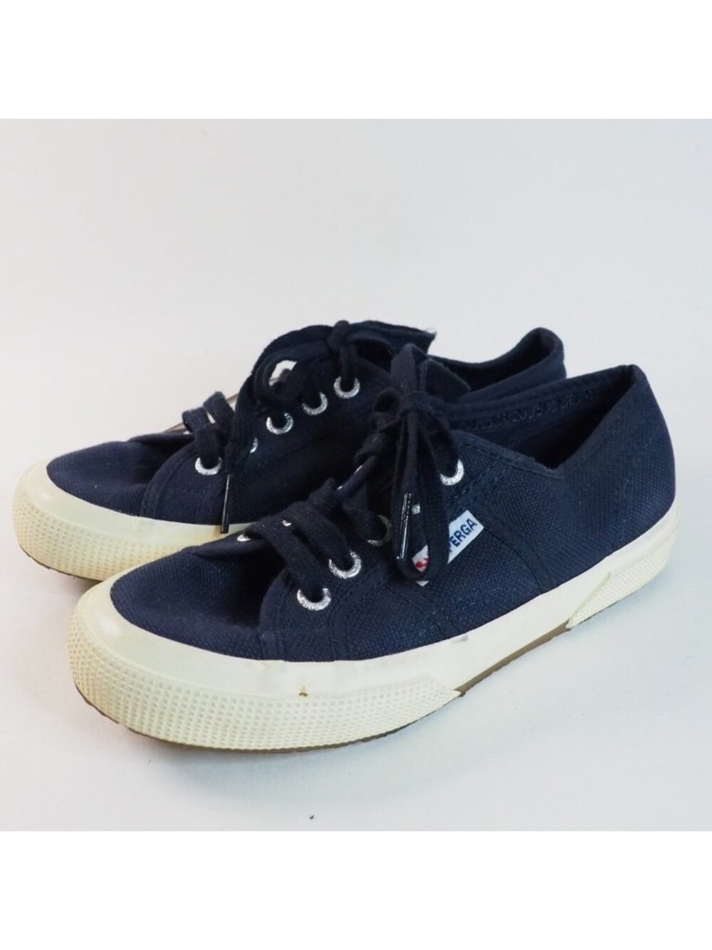 Superga Navy Blue Canvas Laced Shoes Sneakers, Size 5